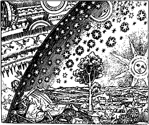 Medeltidens världsbild, enligt Flammarion på 1850-talet.