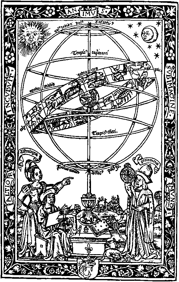 Himlasfären, träsnitt av E. Schön, Tyskland 1515.